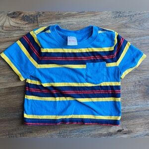 Hanna Andersson Striped Toddler Pocket Tee Equator Blue Multi Yellow Red Size 2T